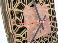 Wooden Clock for Desktop or Wall - Layered Organic Two Tone Design Walnut Brown and May Green 5