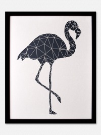 Geometrische Paper Art - Wanddeko FLAMINGO
