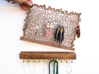 Wall Mounted Jewelry Display for Necklaces, Bracelets, Earrings and Studs HOOKS ORGANIC II 2