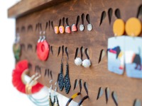 Handmade Jewelry Organizer for Studs and Dangle Earrings - WALL GRID WINGS WALNUT 2