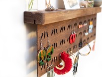 Handmade Jewelry Organizer for Studs and Dangle Earrings - WALL GRID WINGS WALNUT 9