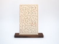 Design Stud Earring Display Handmade from Wood with Laser Engraving MAZE I