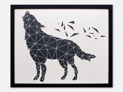 Geometric Wall Art - Laser Cut from Paper WOLF - arborala Originals