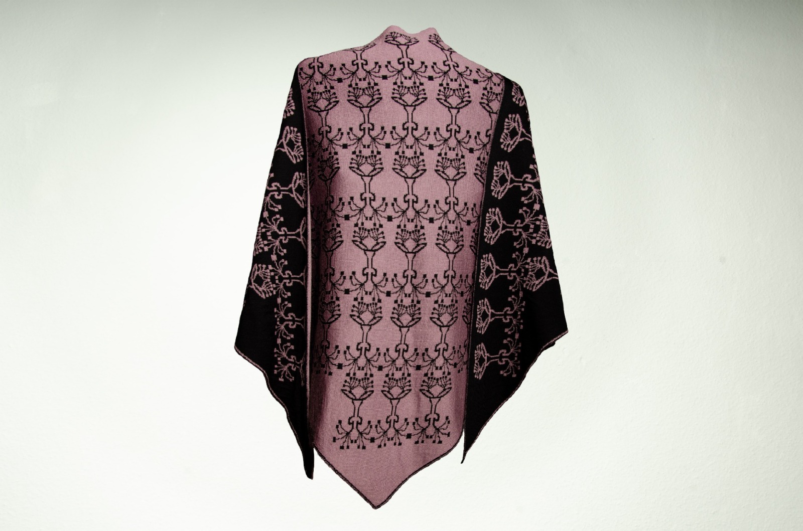 festive stole, triangular shawl jewelry in black and blackberry
