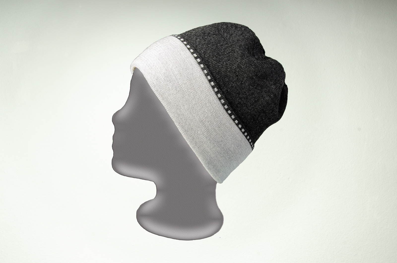 Merino scarf dragonfly and hat collar color in dark gray and silver 5