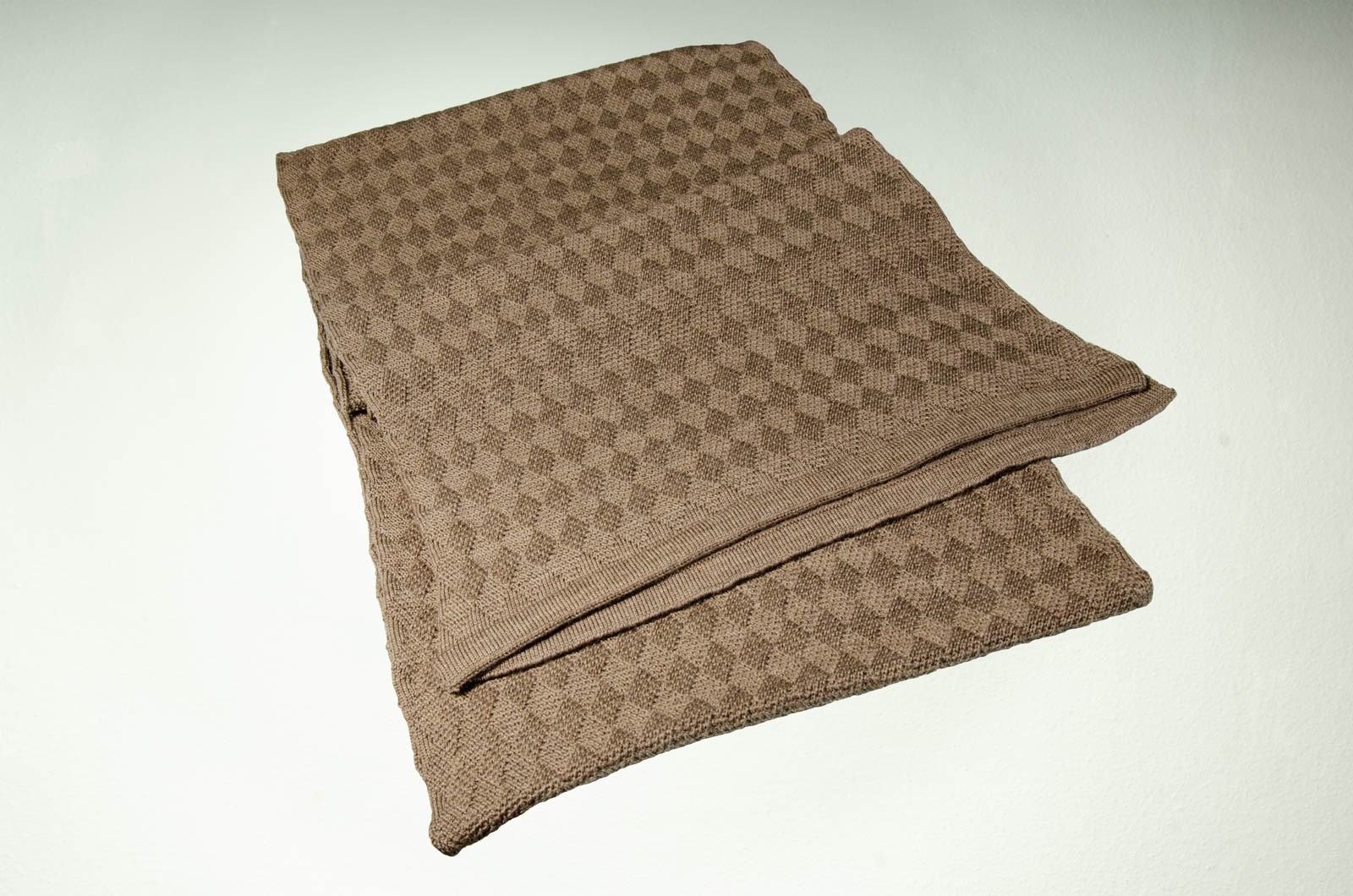 Merino scarf woven look monochrome in taupe 3