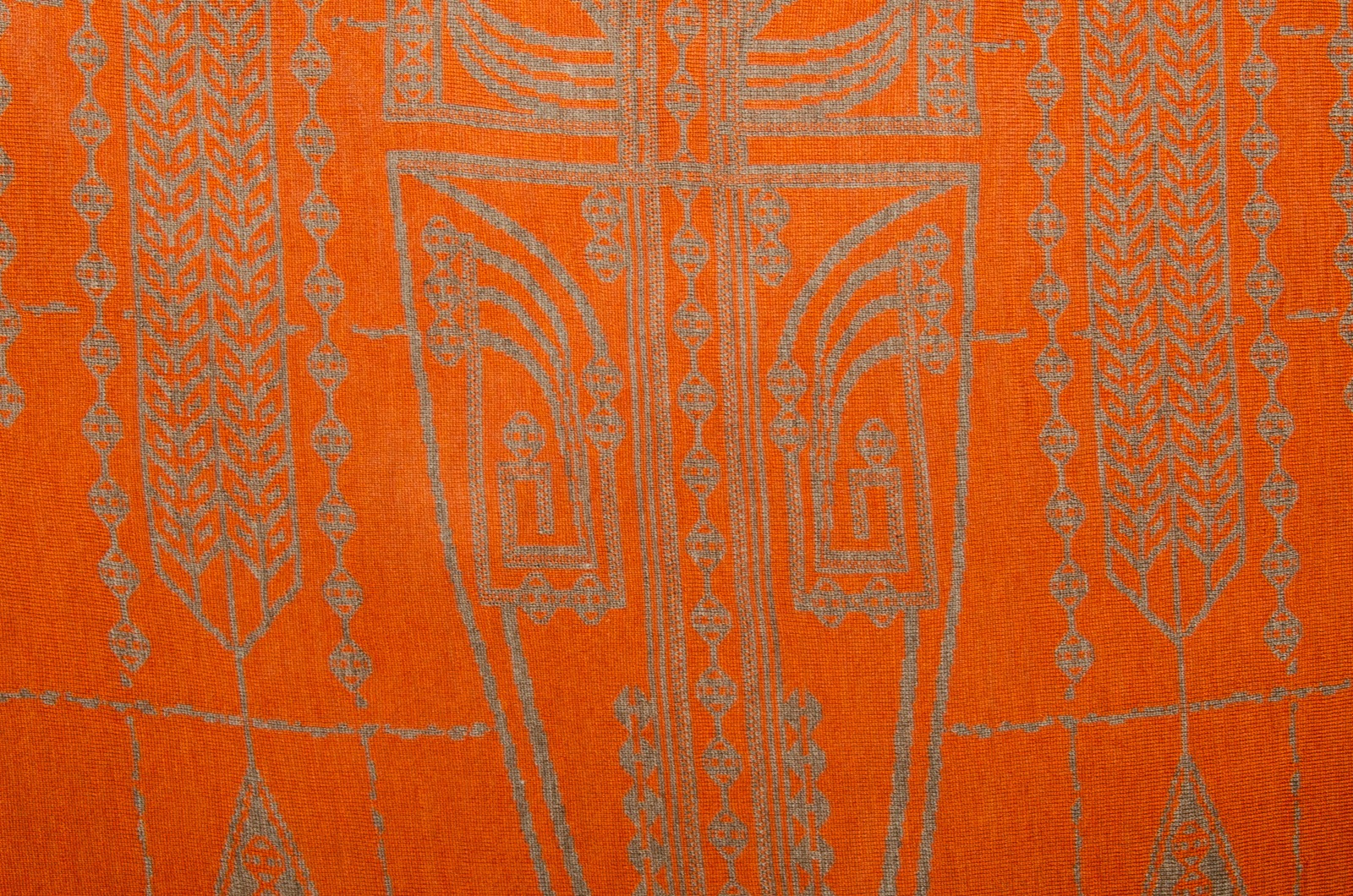 Stole, triangular shawl Pueblo in taupe and orange 3