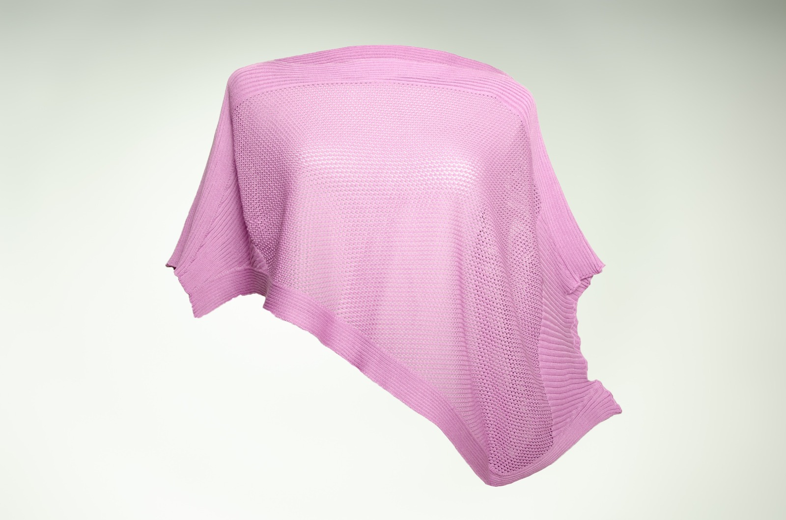 Poncho / cape made of organic cotton in an airy mesh pattern in purple 3