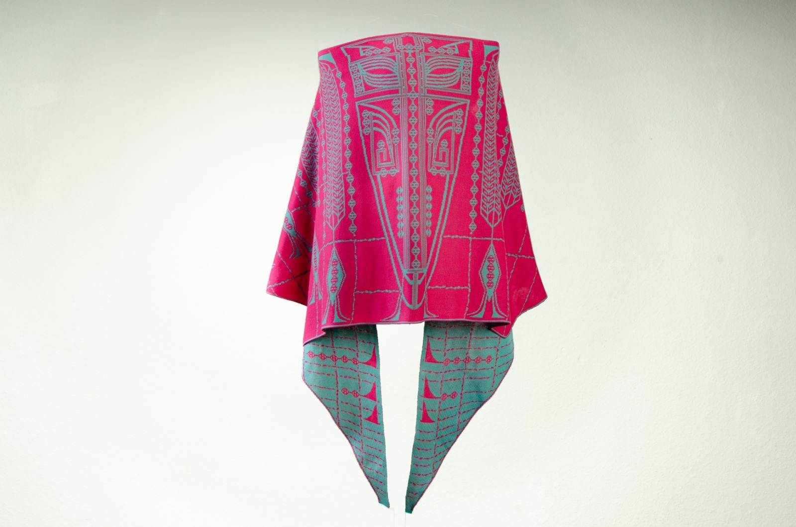 Shawl Pueblo made of organic cotton in turquoise and pink