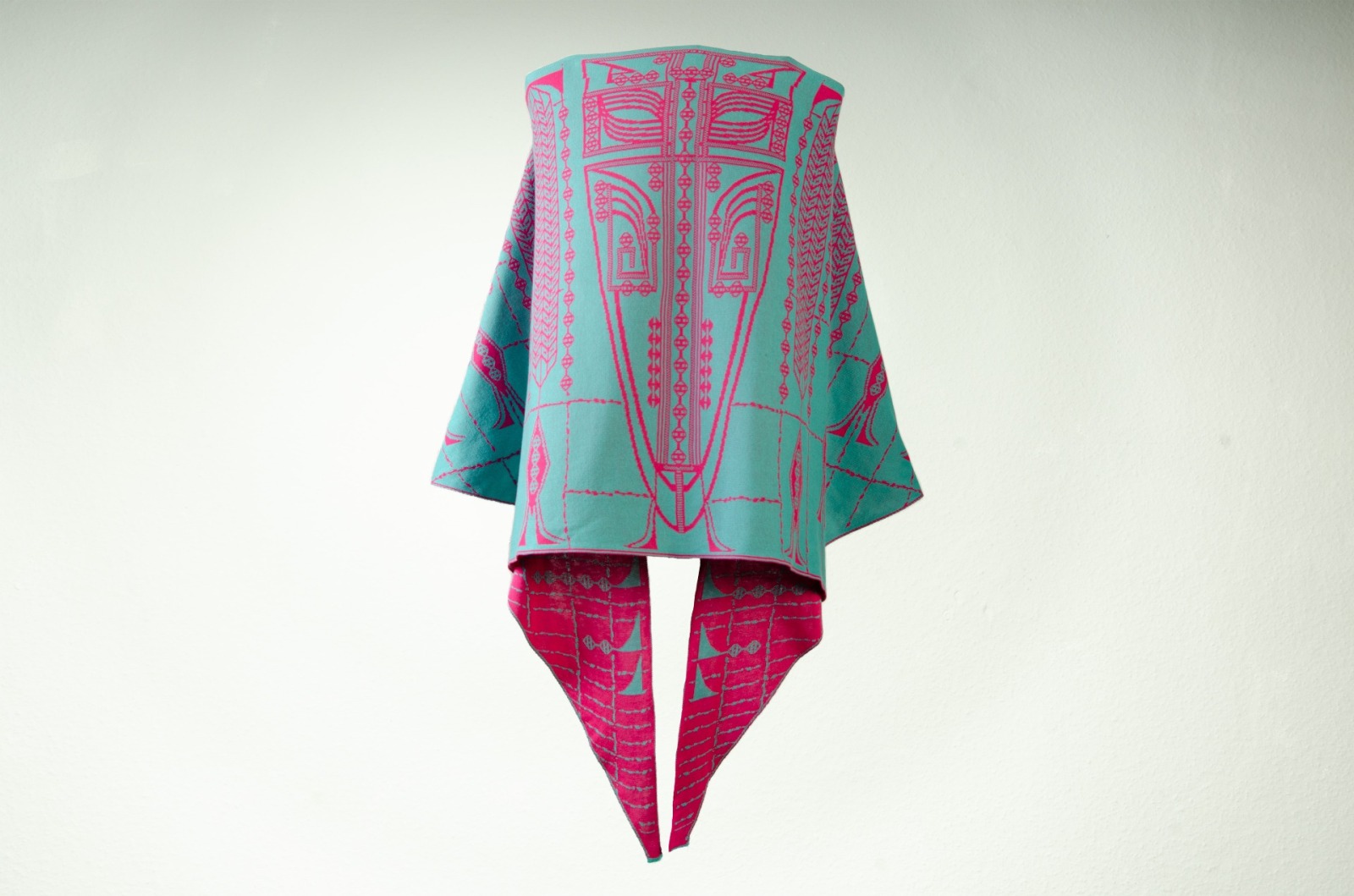 Shawl Pueblo made of organic cotton in turquoise and pink 4