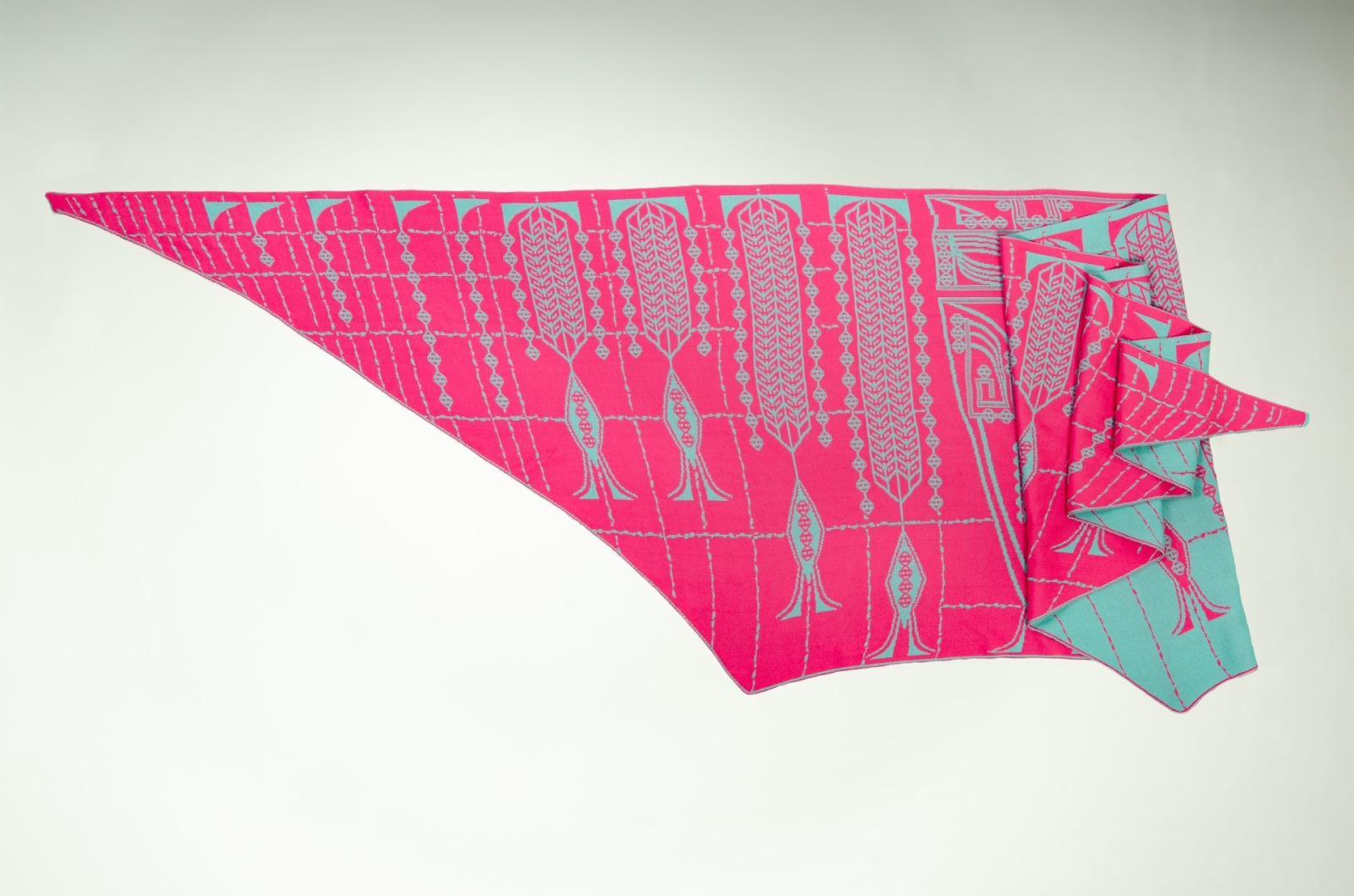 Shawl Pueblo made of organic cotton in turquoise and pink 2