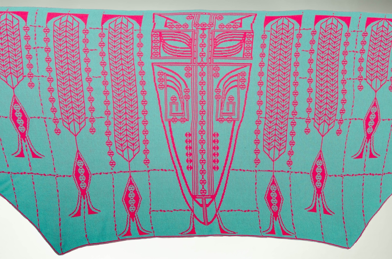 Shawl Pueblo made of organic cotton in turquoise and pink 3
