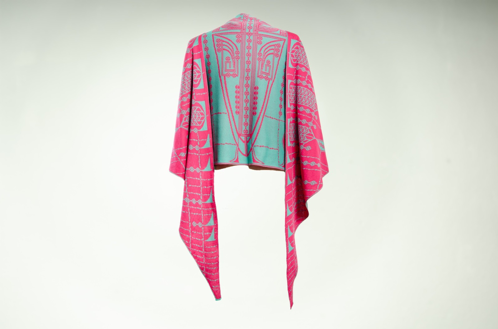 Shawl Pueblo made of organic cotton in turquoise and pink 6