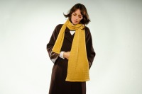 Merino scarf woven look monochrome in mustard yellow 5