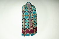 Merino maxi scarf emerald in soft green, turquoise, midnight blue and burgundy 3
