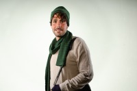 Merino scarf woven look monochrome in dark green 3