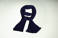 Merino scarf woven look monochrome in dark blue 2