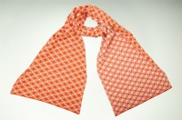 Scarf floral check in orange and rosa 2