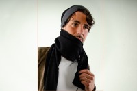 Merino scarf woven look monochrome in black 4