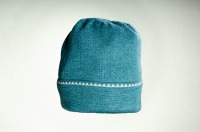 Merino sun stole and hat in silver and turquoise 4