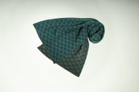 Merino scarf floral check in taupe and turquoise 2