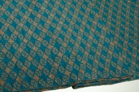 Merino scarf floral check in taupe and turquoise