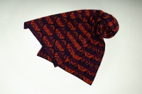 Merino scarf Lotos 3-colored in terra, wine red and dark blue 2