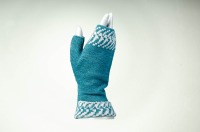 Merino hand warmers Pixel in turquoise and light gray ladies 4