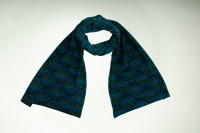 Merino scarf Lotos 3-colored in petrol, dark green and turquoise 3