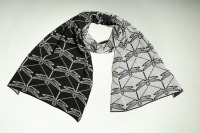 Merino scarf dragonfly and hat collar color in dark gray and silver 2