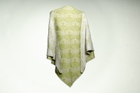 Stole, triangular shawl dragonfly in light gray and light green 2