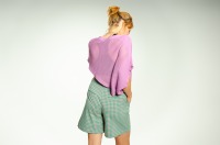 Poncho / cape made of organic cotton in an airy mesh pattern in purple 2