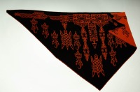 Stola, dreieckiges Schultertuch Aztek in schwarz und terra