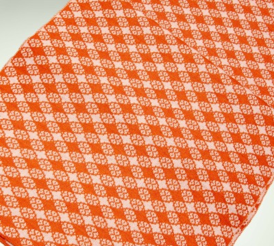 Schal Blütenkaro in orange und rosa - Strickschal aus 100% Merino extrasoft