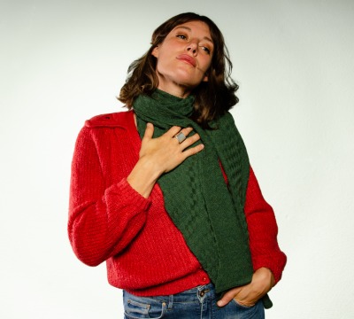 Merino scarf Dragon-Fly - Colours: anthracite & creme