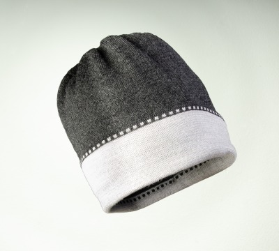 Merino beanie waistband color in light gray and dark gray - 100 Merino extrasoft