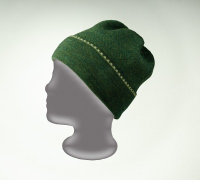 Merino Mütze uni in dunkelgrün und hellgrün - Feinstrick aus 100 Merino extrasoft