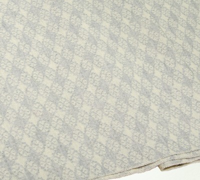 Merino scarf flower pattern in white and light grey - 100 % Merino extrasoft