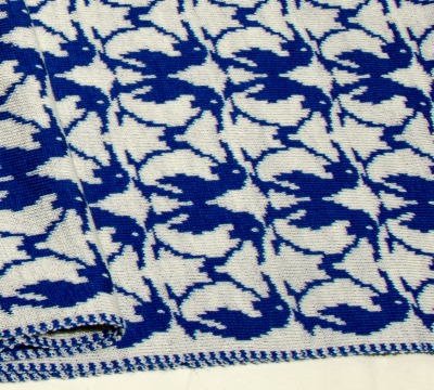 Merino Schal Pinguin in blau und weiß - 100 Merino extrasoft