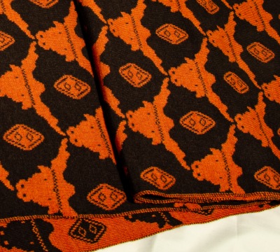 Merino scarf bull in dark brown and orange - 100 Merino extrasoft