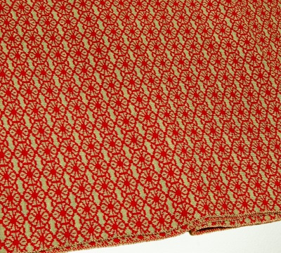 Merino scarf flower in red and light green - 100% Merino extrasoft