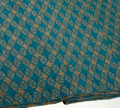 Merino scarf floral check in taupe and turquoise - 100 % Merino extrasoft