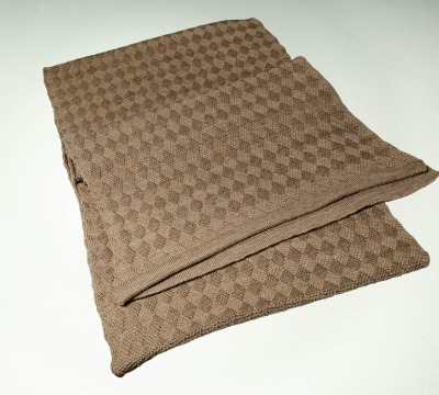 Merino scarf woven look monochrome in taupe - 100 Merino extrasoft