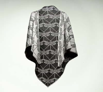 Stole, triangular shawl in light gray and dark gray - 100% Merino extrasoft