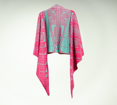 Shawl Pueblo made of organic cotton in turquoise and pink - 100 organic cotton