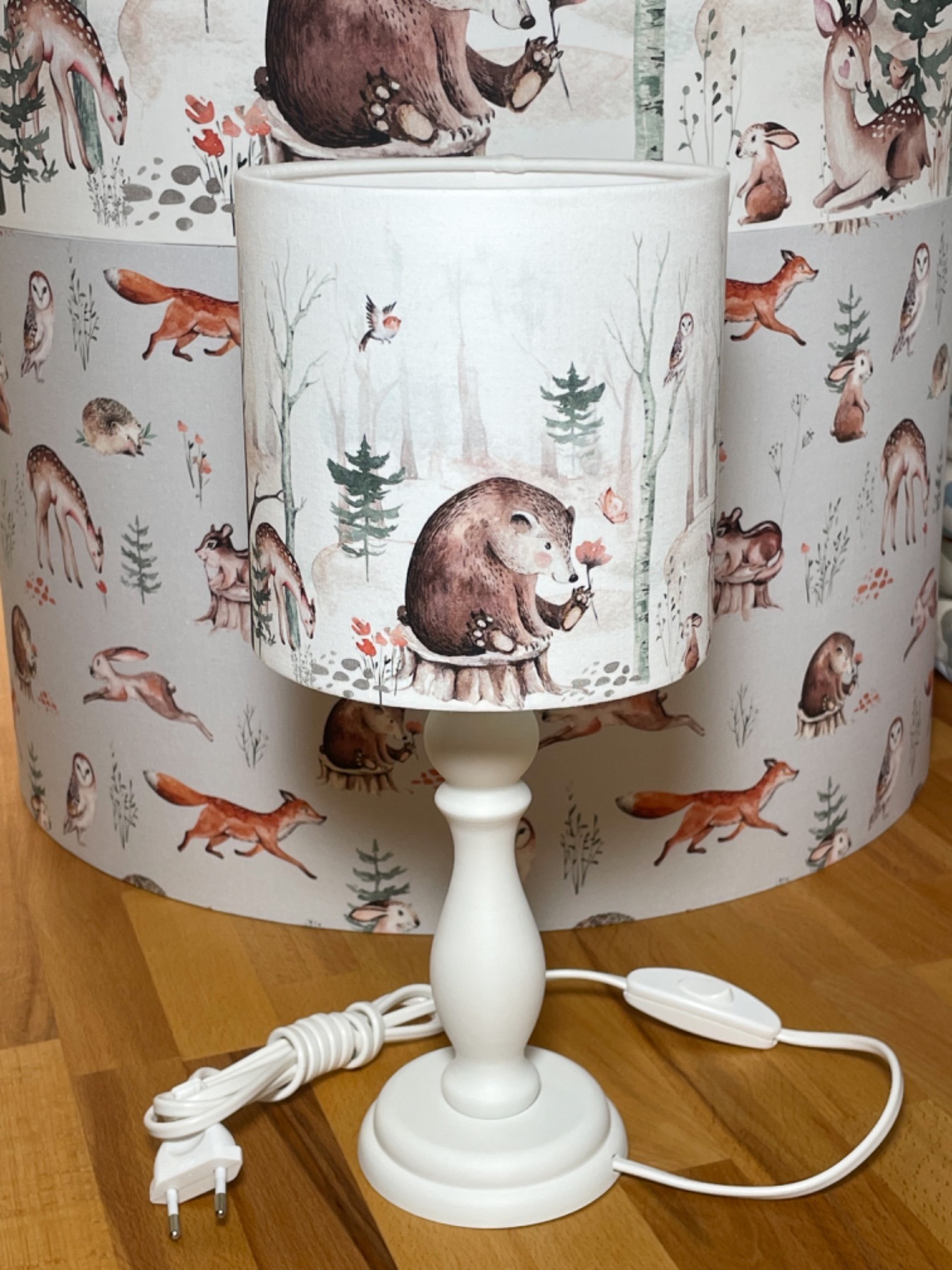 Tischlampe Waldtiere Fuchs und Bär, Kinderlampe Tiere, Geschenk zur Geburt oder Taufe 3