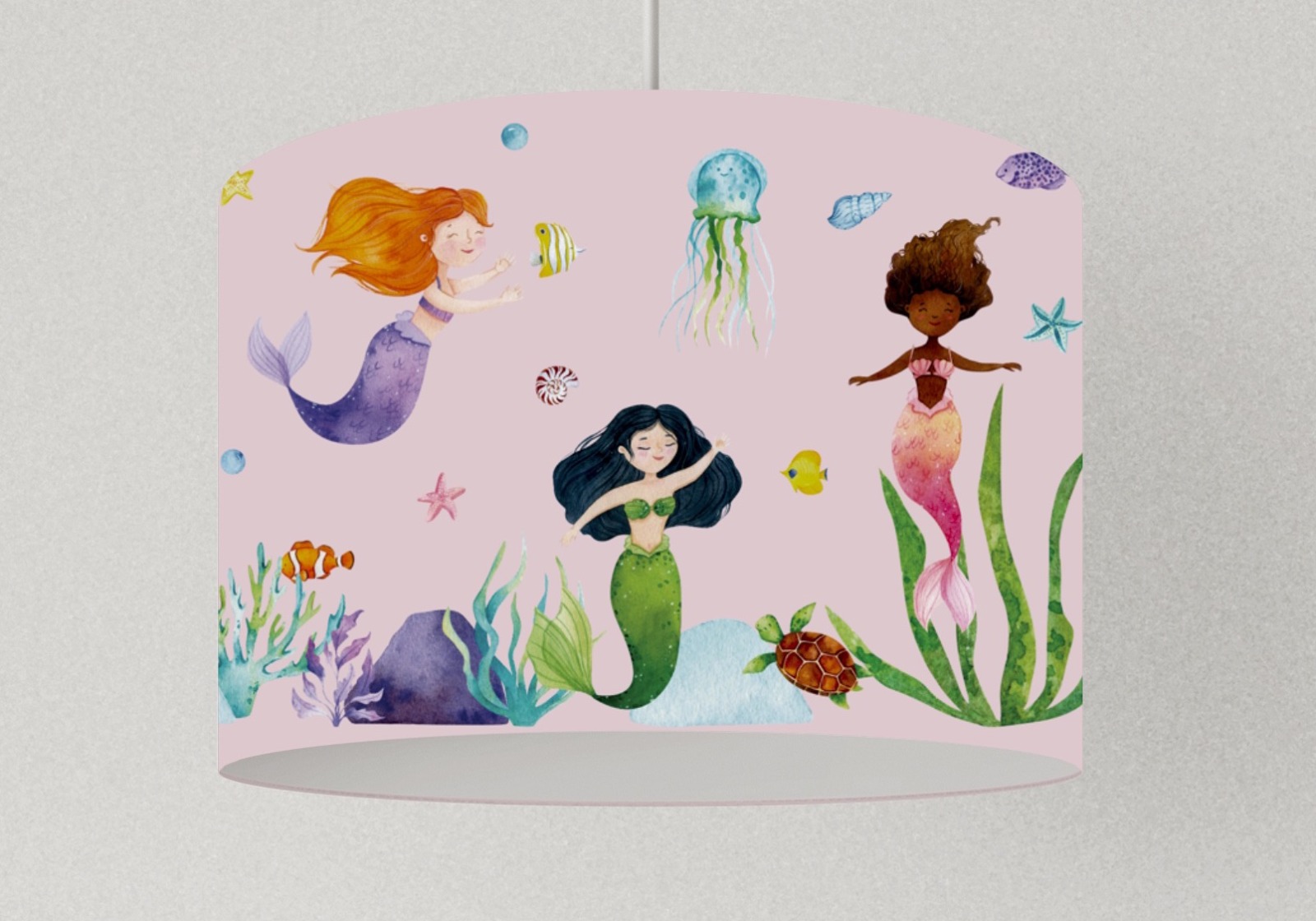 Lampenschirm Meerjungfrauen viele Farben Lampenschirm Kinderzimmer Delfin Fische und Quallen 5