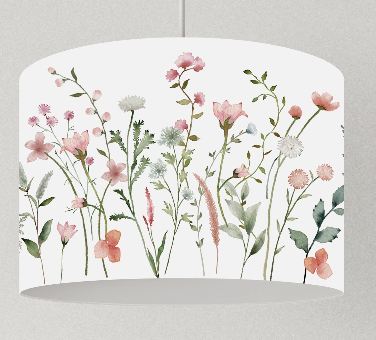 Lampe Blumen rosa, Lampenschirm floral, Hängelampe Wildblumen