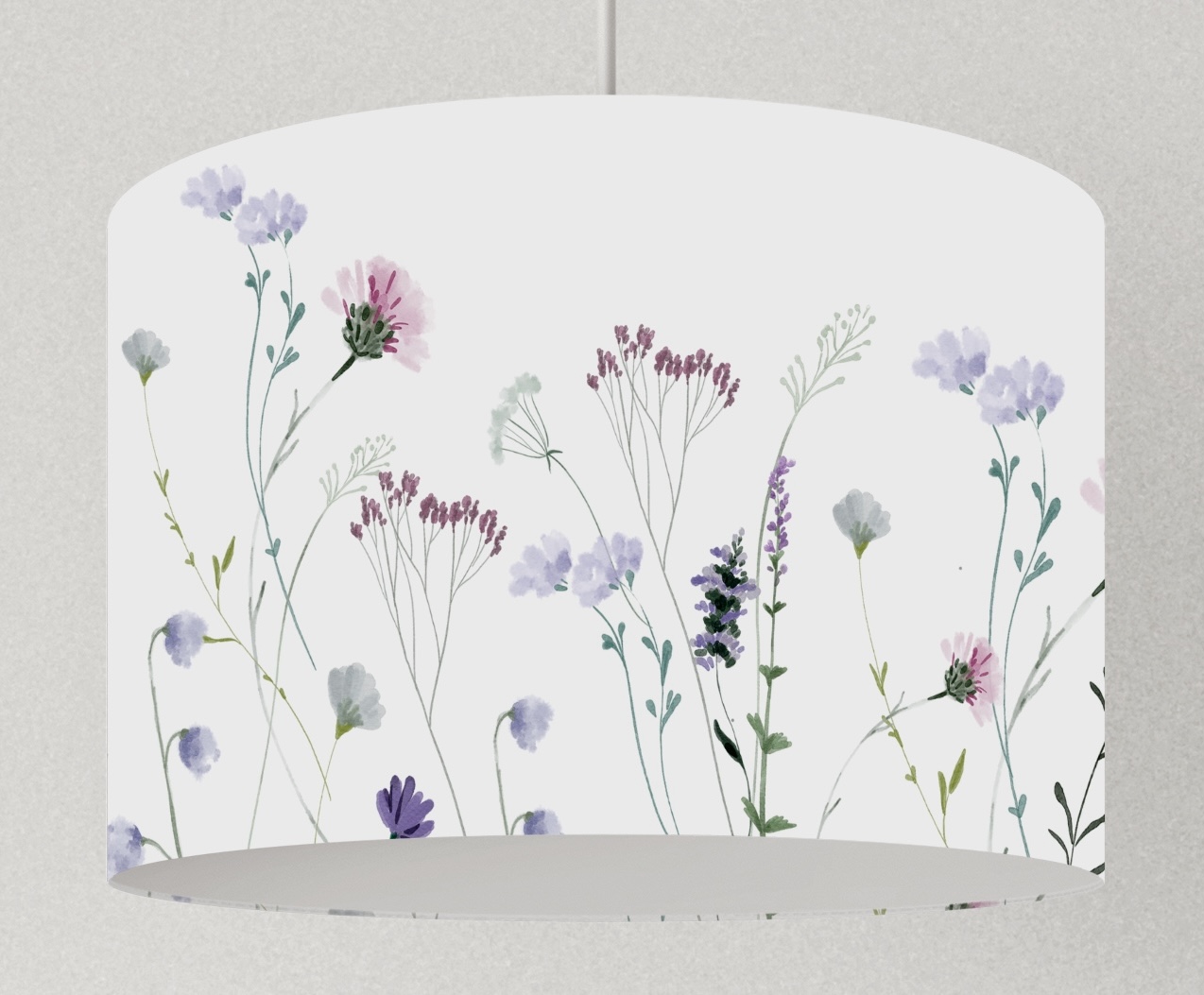 Lampe Blumen violett, Lampenschirm floral, Hängelampe Wildblumen, Deckenlampe Kornblumen 3