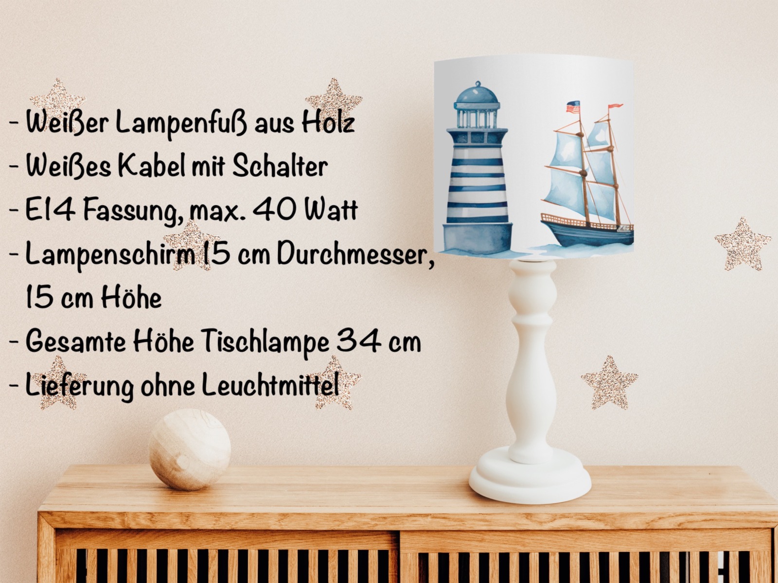 Lampenschirm maritim Leuchtturm Segelboote, viele Farben, Lampenschirm Kinderzimmer Meer 6